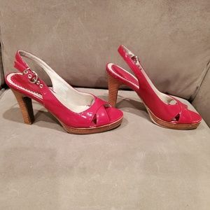 Red Patent Leather Sandals - Size 7 1/2